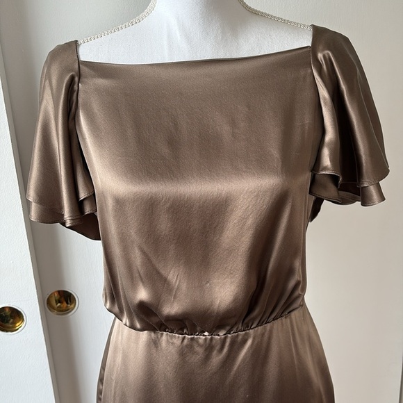 Banana Republic Silk Flutter Sleeve Dress 10P - Picture 2 of 8